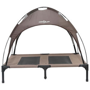 Letto Rialzato per Cani  con Tettuccio Removibile Marrone L Acciaio 42008171