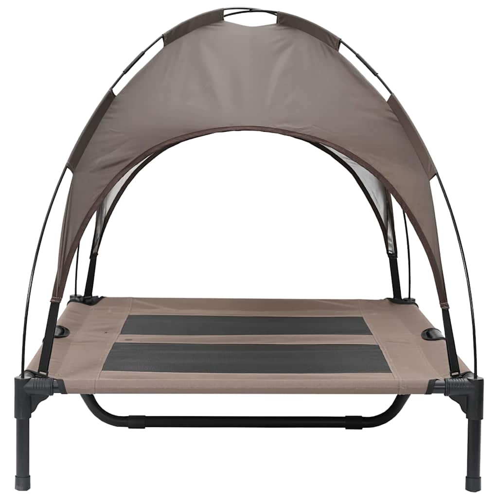 Letto Rialzato per Cani  con Tettuccio Removibile Marrone L Acciaio 42008171