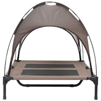 Letto Rialzato per Cani  con Tettuccio Removibile Marrone L Acciaio 42008171