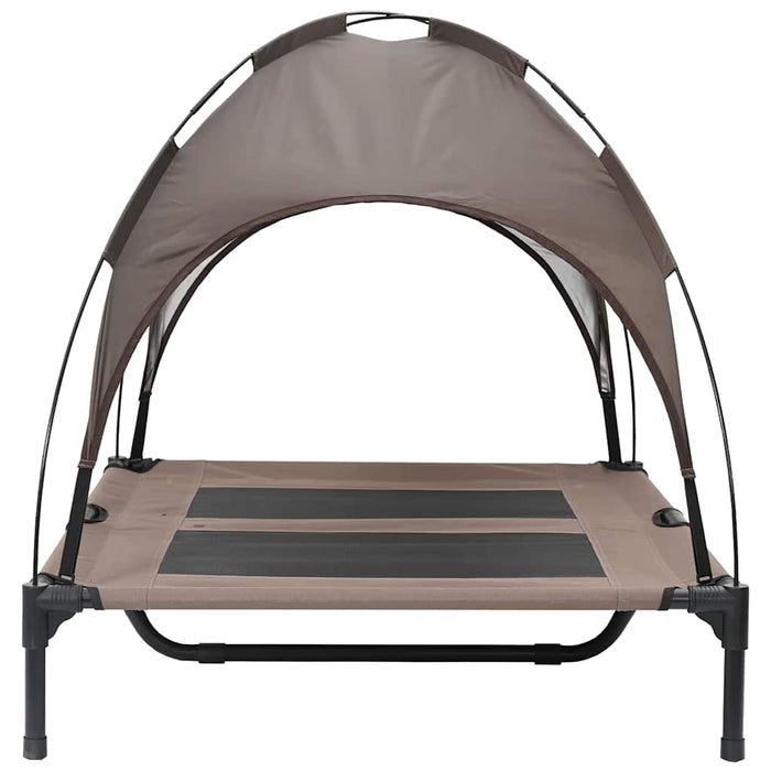 Letto Rialzato per Cani  con Tettuccio Removibile Marrone L Acciaio 42008171