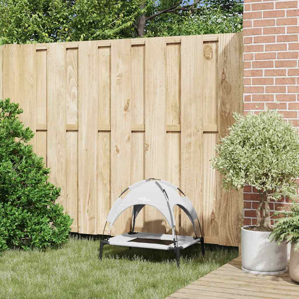 Letto Rialzato per Cani  con Tetto Rimovibile Grigio Argento Acciaio 42008173