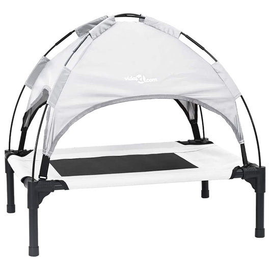 Letto Rialzato per Cani  con Tetto Rimovibile Grigio Argento Acciaio 42008173