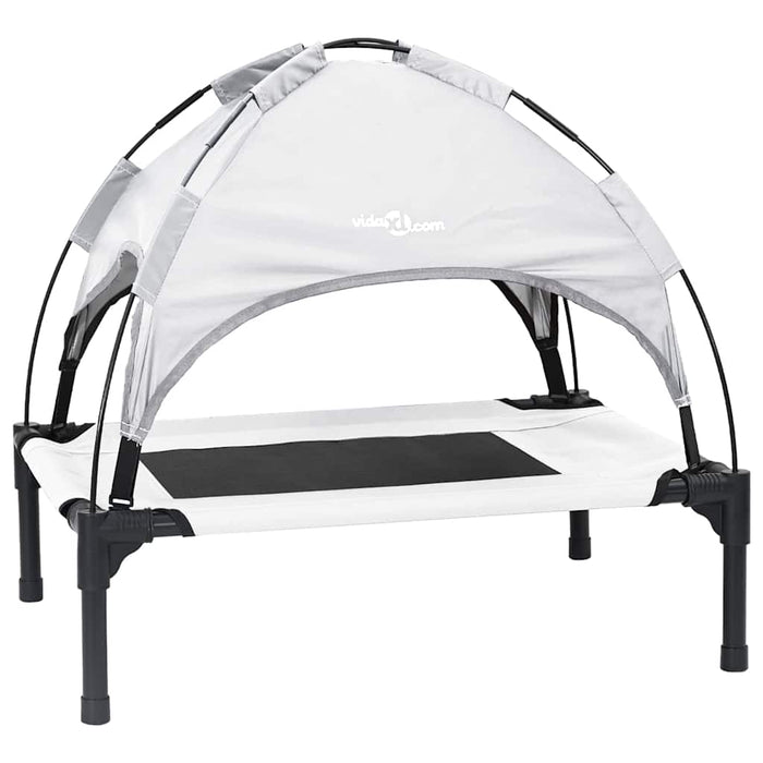 Letto Rialzato per Cani  con Tetto Rimovibile Grigio Argento Acciaio 42008173