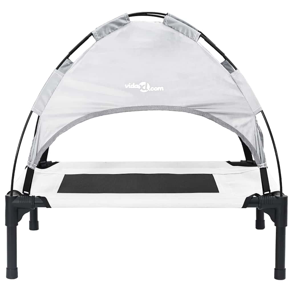 Letto Rialzato per Cani  con Tetto Rimovibile Grigio Argento Acciaio 42008173