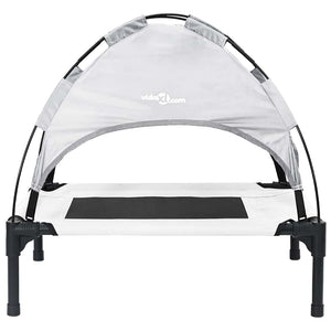 Letto Rialzato per Cani  con Tetto Rimovibile Grigio Argento Acciaio 42008173