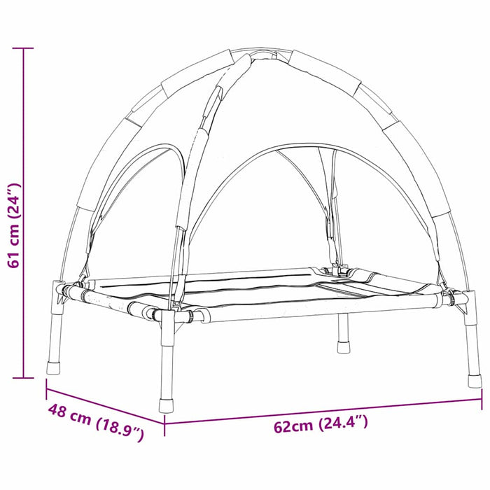 Letto Rialzato per Cani  con Tetto Rimovibile Grigio Argento Acciaio 42008173