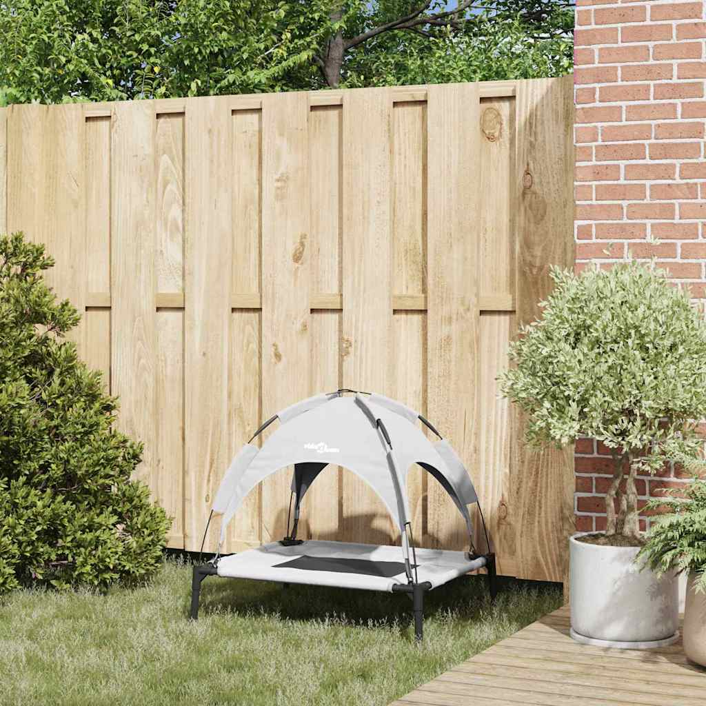 Letto Rialzato per Cani con Copertura Rimovibile Grigio Argento M Acciaio 42008174