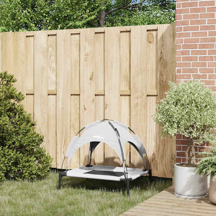 Letto Rialzato per Cani con Copertura Rimovibile Grigio Argento M Acciaio 42008174