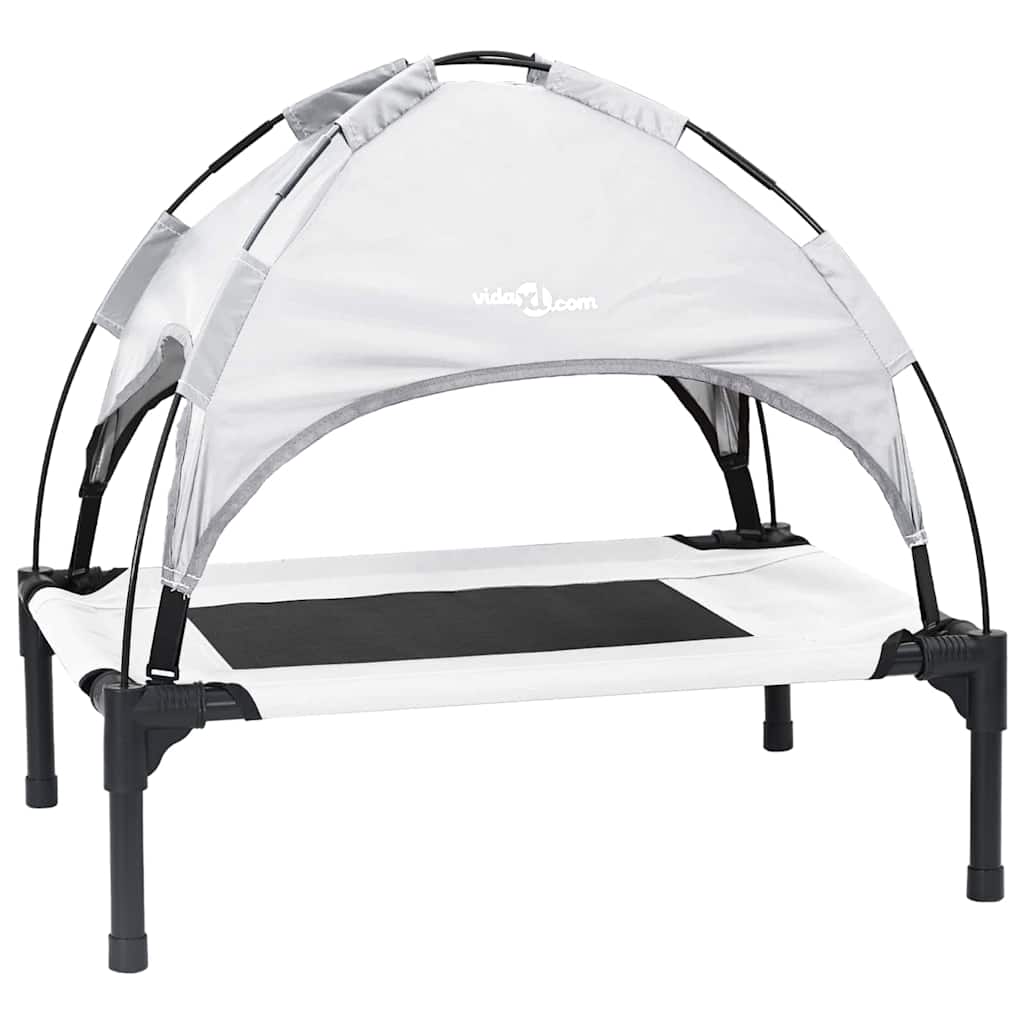 Letto Rialzato per Cani con Copertura Rimovibile Grigio Argento M Acciaio 42008174