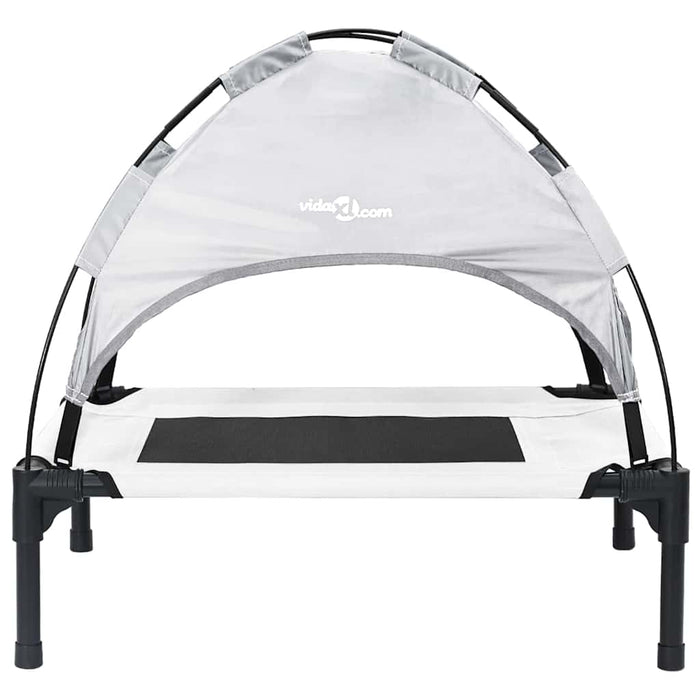 Letto Rialzato per Cani con Copertura Rimovibile Grigio Argento M Acciaio 42008174