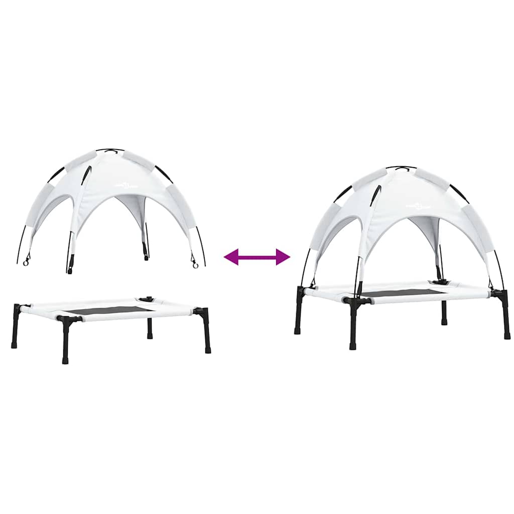 Letto Rialzato per Cani con Copertura Rimovibile Grigio Argento M Acciaio 42008174