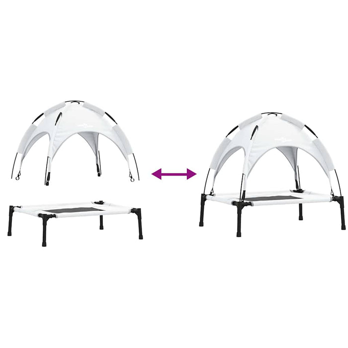 Letto Rialzato per Cani con Copertura Rimovibile Grigio Argento M Acciaio 42008174