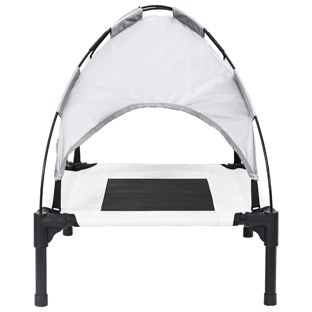 Letto Rialzato per Cani con Copertura Rimovibile Grigio Argento M Acciaio 42008174