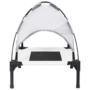 Letto Rialzato per Cani con Copertura Rimovibile Grigio Argento M Acciaio 42008174