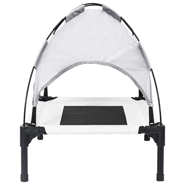 Letto Rialzato per Cani con Copertura Rimovibile Grigio Argento M Acciaio 42008174