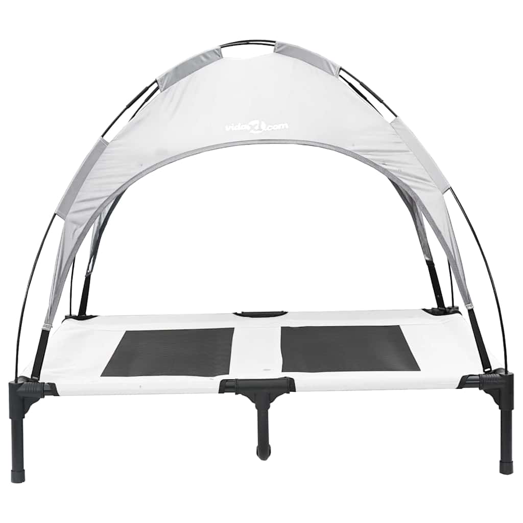 Letto per Cani Rialzato con Tetto Rimovibile Grigio Argento L Metallo 42008175