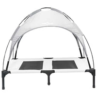 Letto per Cani Rialzato con Tetto Rimovibile Grigio Argento L Metallo 42008175