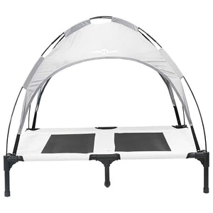 Letto per Cani Rialzato con Tetto Rimovibile Grigio Argento L Metallo 42008175