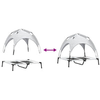 Letto per Cani Rialzato con Tetto Rimovibile Grigio Argento L Metallo 42008175