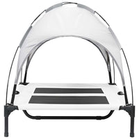 Letto per Cani Rialzato con Tetto Rimovibile Grigio Argento L Metallo 42008175