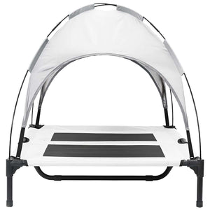 Letto per Cani Rialzato con Tetto Rimovibile Grigio Argento L Metallo 42008175