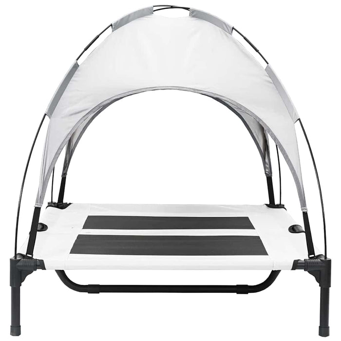 Letto per Cani Rialzato con Tetto Rimovibile Grigio Argento L Metallo 42008175