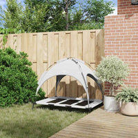 Letto Rialzato per Cani con Tetto Rimovibile Grigio Argento XL Acciaio 42008176