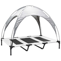 Letto Rialzato per Cani con Tetto Rimovibile Grigio Argento XL Acciaio 42008176