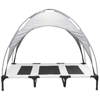 Letto Rialzato per Cani con Tetto Rimovibile Grigio Argento XL Acciaio 42008176