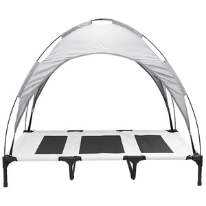 Letto Rialzato per Cani con Tetto Rimovibile Grigio Argento XL Acciaio 42008176