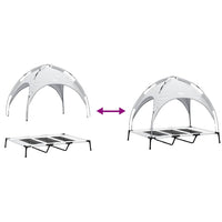 Letto Rialzato per Cani con Tetto Rimovibile Grigio Argento XL Acciaio 42008176