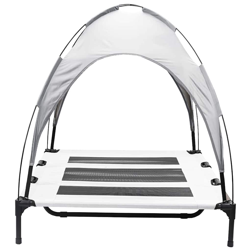 Letto Rialzato per Cani con Tetto Rimovibile Grigio Argento XL Acciaio 42008176