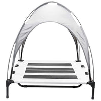 Letto Rialzato per Cani con Tetto Rimovibile Grigio Argento XL Acciaio 42008176