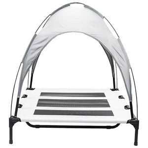 Letto Rialzato per Cani con Tetto Rimovibile Grigio Argento XL Acciaio 42008176