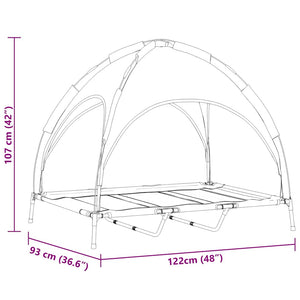 Letto Rialzato per Cani con Tetto Rimovibile Grigio Argento XL Acciaio 42008176
