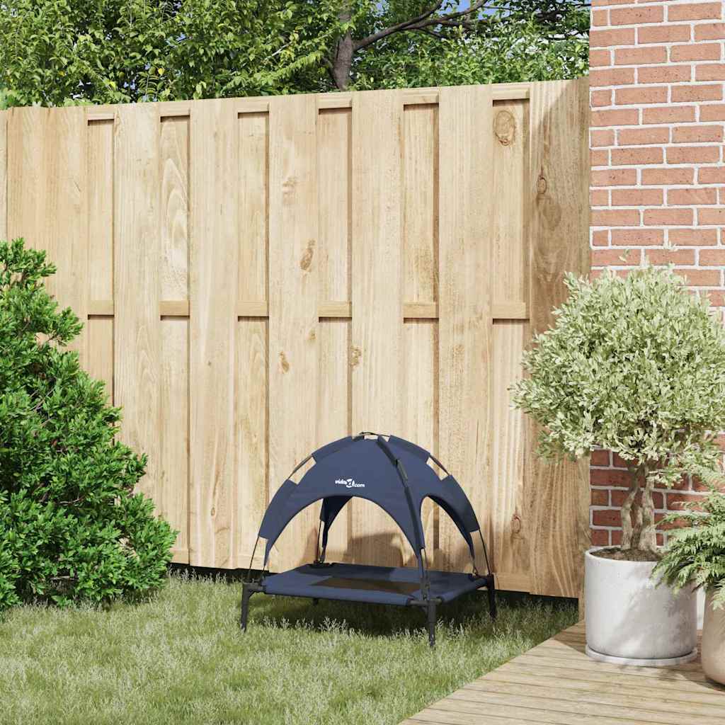 Letto Elevato per Cani con Tetto Rimovibile Blu Navy Acciaio 42008177