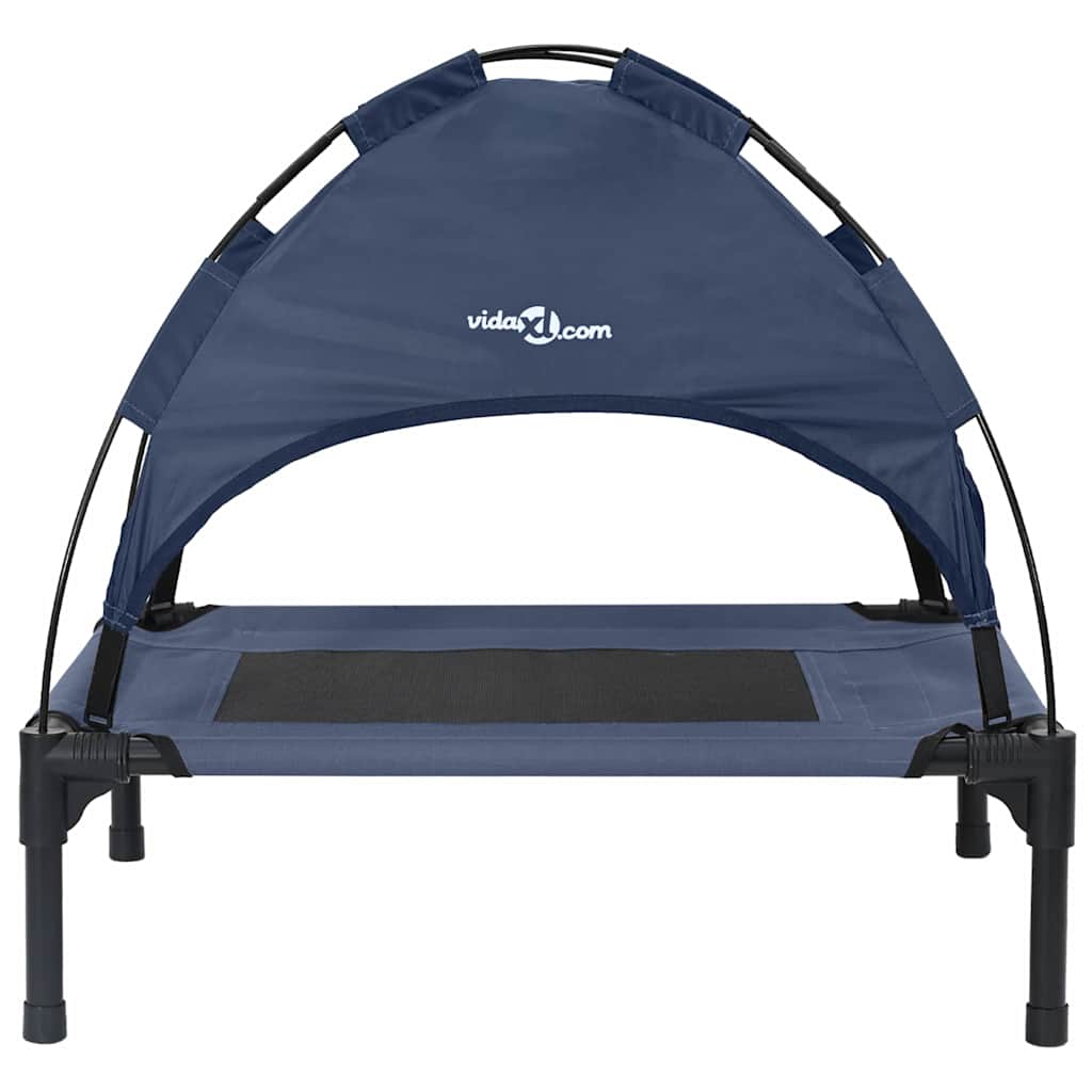 Letto Elevato per Cani con Tetto Rimovibile Blu Navy Acciaio 42008177