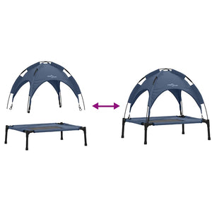 Letto Elevato per Cani con Tetto Rimovibile Blu Navy Acciaio 42008177