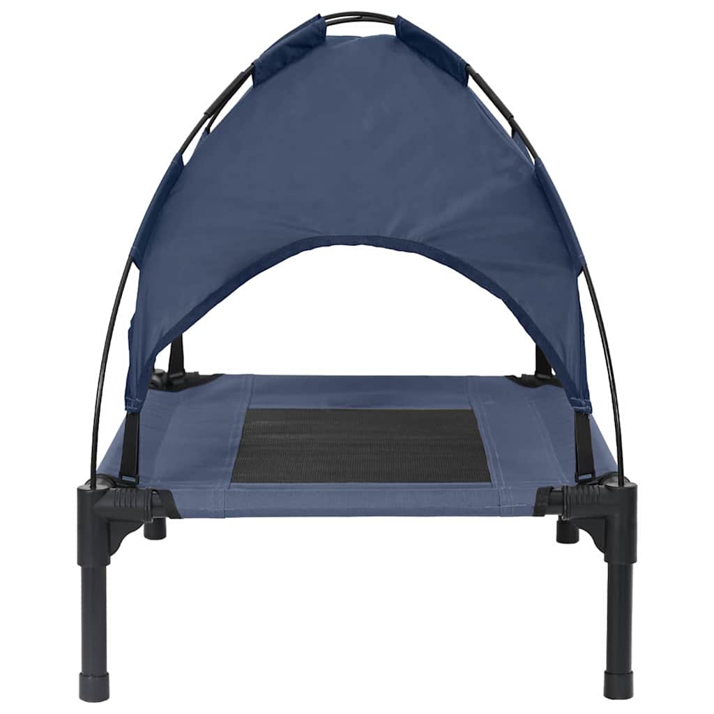 Letto Elevato per Cani con Tetto Rimovibile Blu Navy Acciaio 42008177