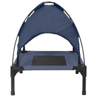 Letto Elevato per Cani con Tetto Rimovibile Blu Navy Acciaio 42008177