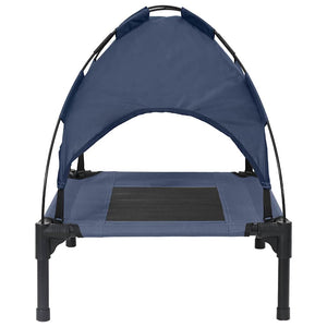 Letto Elevato per Cani con Tetto Rimovibile Blu Navy Acciaio 42008177