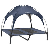 Letto Rialzato per Cani con Tetto Rimovibile Blu Navy L Acciaio 42008179