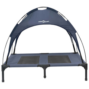 Letto Rialzato per Cani con Tetto Rimovibile Blu Navy L Acciaio 42008179