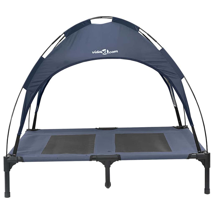 Letto Rialzato per Cani con Tetto Rimovibile Blu Navy L Acciaio 42008179