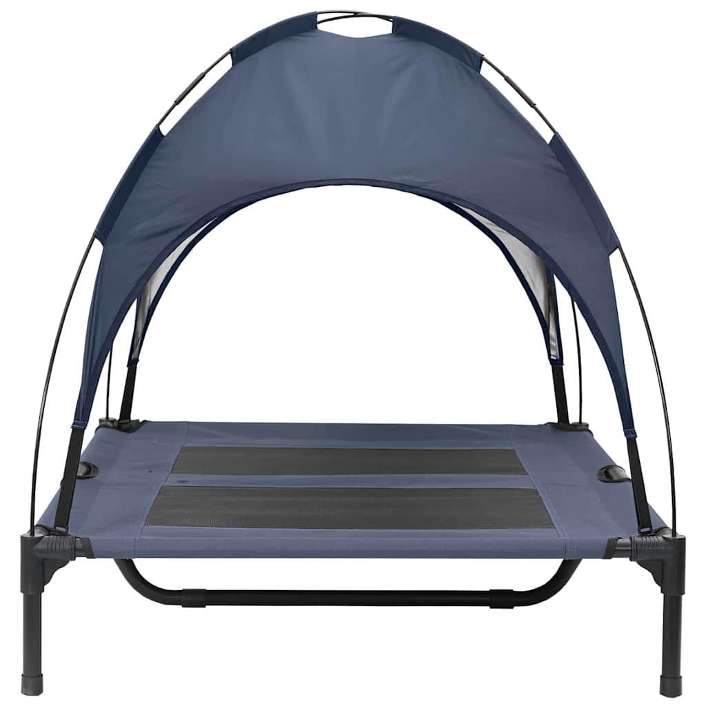 Letto Rialzato per Cani con Tetto Rimovibile Blu Navy L Acciaio 42008179
