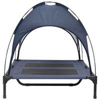 Letto Rialzato per Cani con Tetto Rimovibile Blu Navy L Acciaio 42008179
