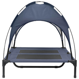 Letto Rialzato per Cani con Tetto Rimovibile Blu Navy L Acciaio 42008179