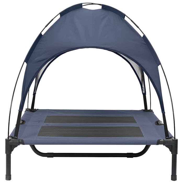 Letto Rialzato per Cani con Tetto Rimovibile Blu Navy L Acciaio 42008179