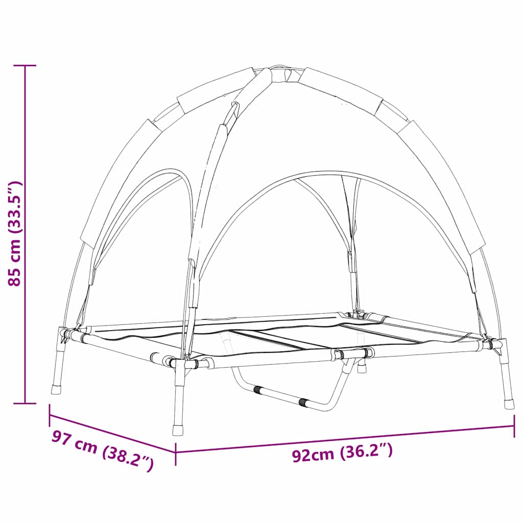 Letto Rialzato per Cani con Tetto Rimovibile Blu Navy L Acciaio 42008179