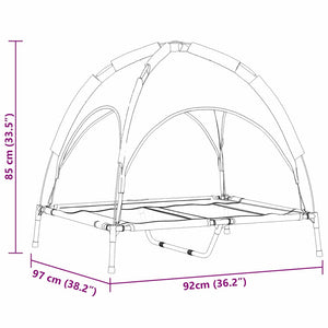 Letto Rialzato per Cani con Tetto Rimovibile Blu Navy L Acciaio 42008179